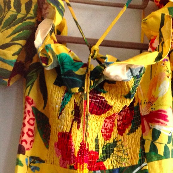 Farm Rio Golden Jungle Linen Midi Dress - Picture 6 of 16